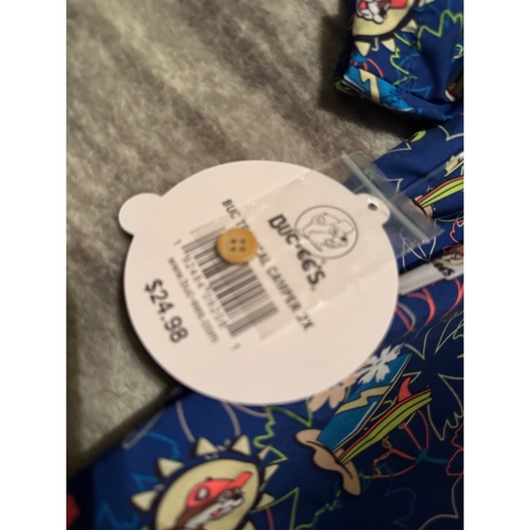 Buc-ee's Mens Tropical Camper Shirt Blue All Over Print Short Sleeve 2XL NEW - Picture 6 of 6